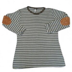 Acting Pro Long Sleeve T-Shirt Green Stripe Elbow Patch Stretch Womens 3X USA